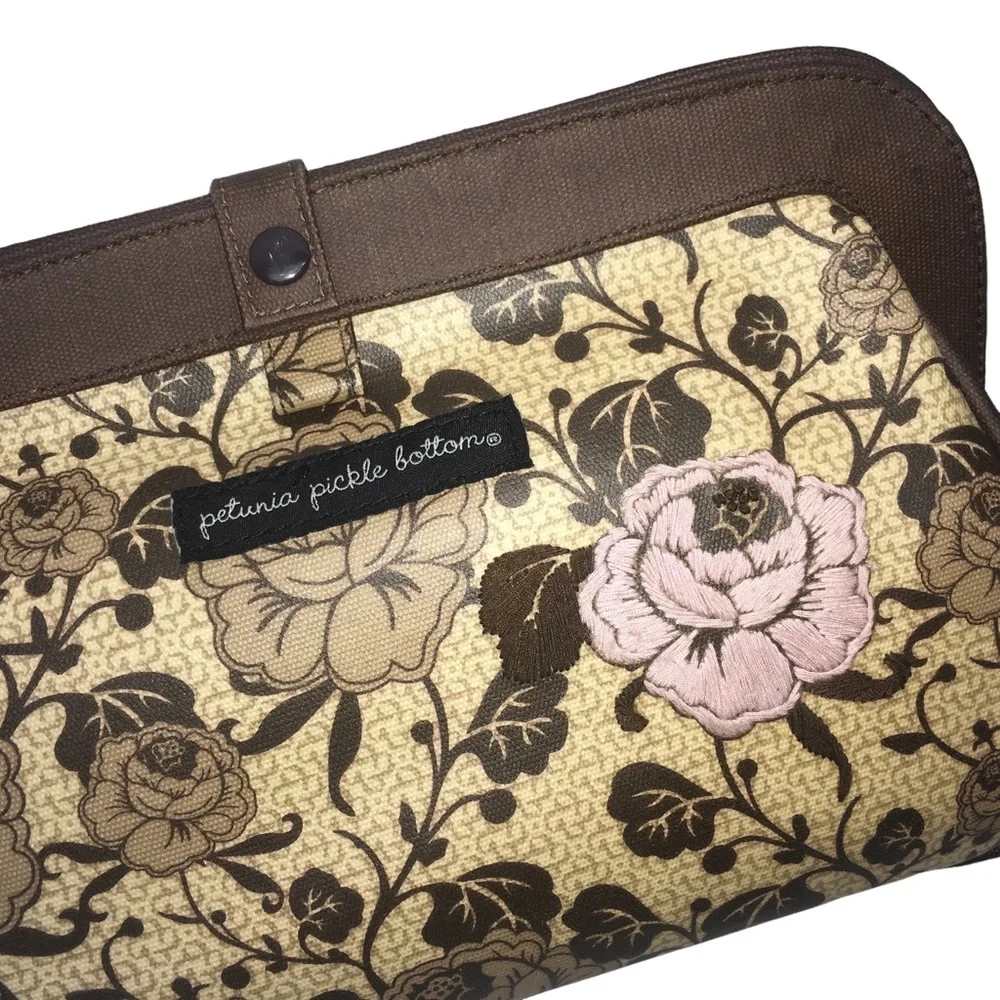 Petunia Pickle Bottom Brown Rose Print Mini Diaper Clutch Bag/Changing P…